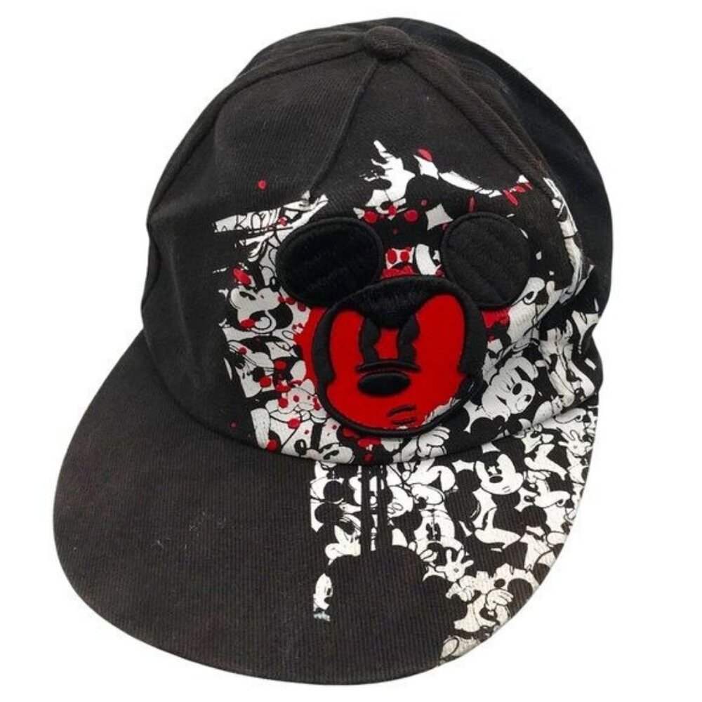 Disney Parks Hat Mickey Mouse Mad Skater Graffiti Hip Hop Fitted Youth Black Red